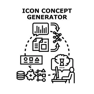 Icon concept generator creating digital design process Stock Illustration