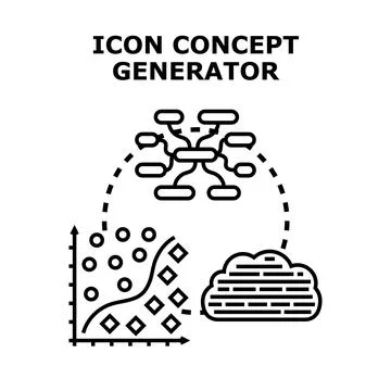 Icon concept generator creating new ideas algorithm イラスト素材