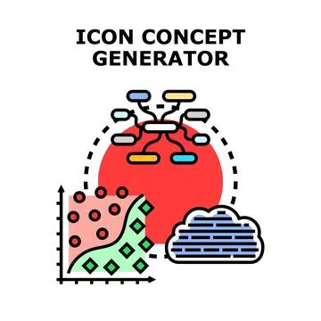 Icon concept generator creating new ideas algorithm イラスト素材