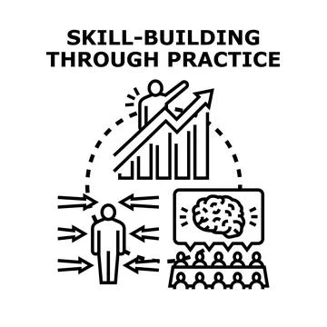 Icon concept a person learning new knowledge, developing capabilities through 库存插图