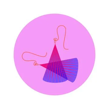 Icon cone earrings with red lines or accessory in circle Stock Illustration