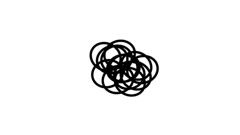 Icon Confusion animated black tangled scribble lines looping 4K white backg.. Stock Footage 345856582
