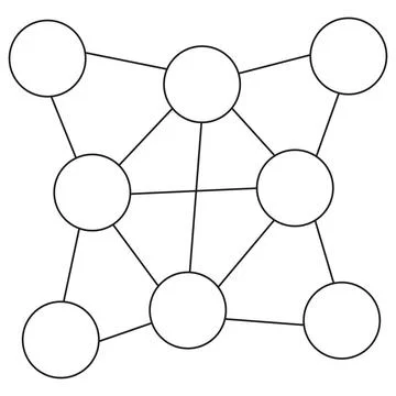 Icon of a connected network, representing a digital system Stock Illustration