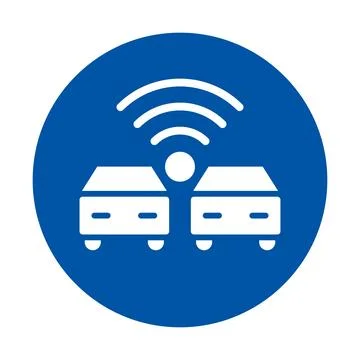 Icon of Connected Vehicles with Wi-Fi Signals for Digital Communication 스톡 일러스트
