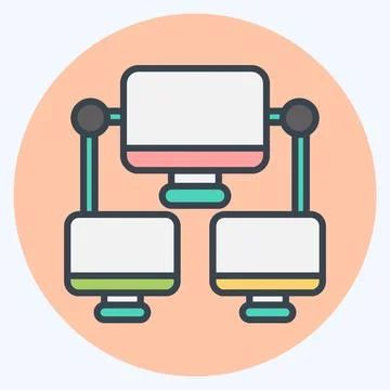 Icon Connection Computer. related to Communication symbol. color mate style.. Illustrazione stock