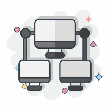 Icon Connection Computer. related to Communication symbol. comic style. sim.. 스톡 일러스트