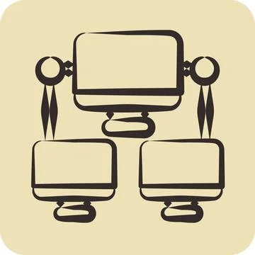 Icon Connection Computer. related to Communication symbol. hand drawn style.. Stock Illustration