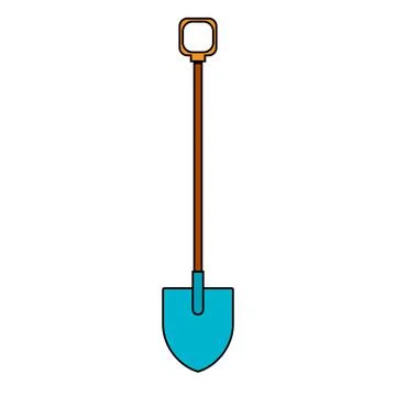 Icon construction agro beautiful sharp bayonet shovel with a wooden handle fo Illustration