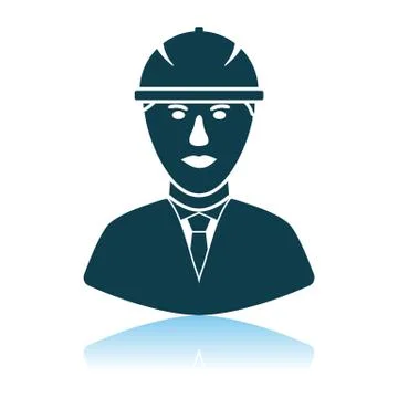 Icon Of Construction Worker Head In Helmet Stock Illustration