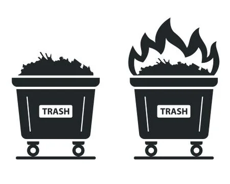 Icon of the container in which the trash burns. set fire to waste. Stock Illustration