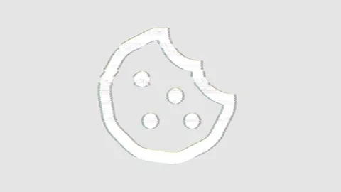 Icon cookie bite is distorted. Glitch. Noise, chromatic aberration, geometric Stock Footage 302620971