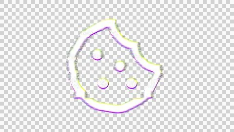 Icon cookie bite is distorted. Glitch. Noise, chromatic aberration, geometric Stock Illustration