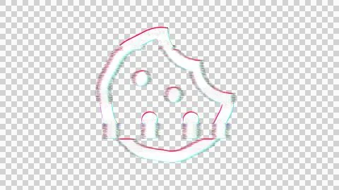 Icon cookie bite is distorted. Glitch. Noise, chromatic aberration, geometric Stock Illustration