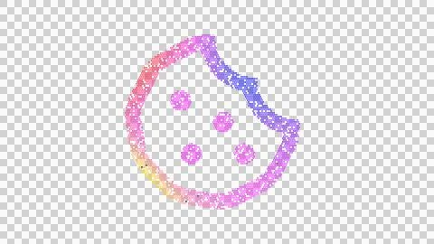 Icon cookie bite is made up of LED square shapes. There are bright diodes and Illustrazione stock