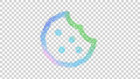 Icon cookie bite is made up of LED square shapes. There are bright diodes and Illustrazione stock