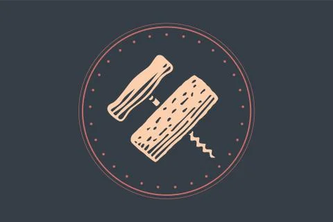 Icon of Corkscrew in circle on white background Stock Illustration
