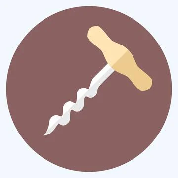 Icon Corkscrew - Flat Style - Simple illustration,Editable stroke Stock Illustration