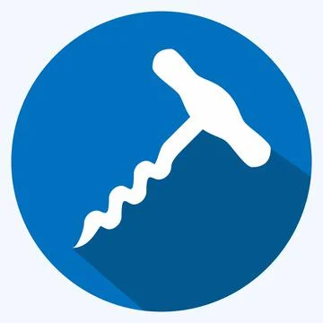 Icon Corkscrew - Long Shadow Style - Simple illustration,Editable stroke Stock Illustration