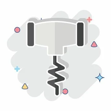 Icon Corkscrew. related to Kitchen Utensils symbol. comic style. design edi.. Stock Illustration
