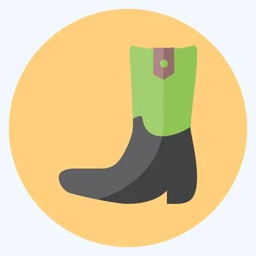 Icon Cowboy Boot - Flat Style - Simple illustration, Good for Prints , Announ Stock Illustration