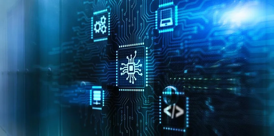 Icon CPU central processor unit on abstract background Stock-Fotos