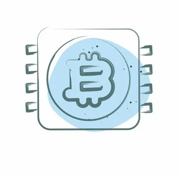 Icon CPU Mining. related to Cryptocurrency symbol. Color Spot Style Illustrazione stock