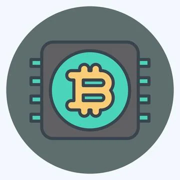 Icon CPU Mining. related to Cryptocurrency symbol. color mate style Illustrazione stock