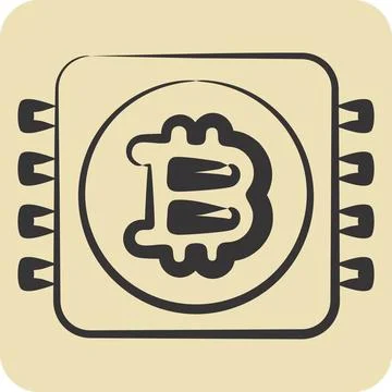 Icon CPU Mining. related to Cryptocurrency symbol. hand drawn style Stock Illustration