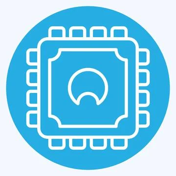 Icon Cpu. related to Computer symbol. blue eyes style. simple design editab.. Illustrazione stock