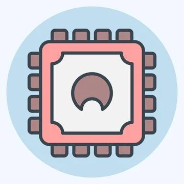 Icon Cpu. related to Computer symbol. color mate style. simple design edita.. Illustrazione stock