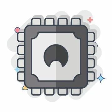 Icon Cpu. related to Computer symbol. comic style. simple design editable. .. Stock Illustration