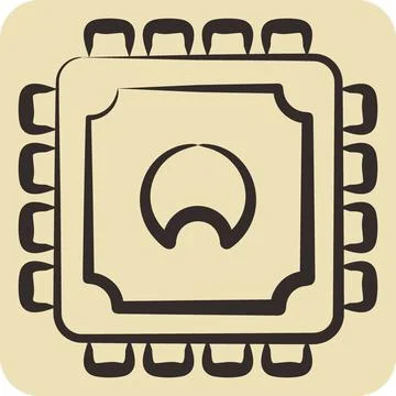 Icon Cpu. related to Computer symbol. hand drawn style. simple design edita.. Stock Illustration