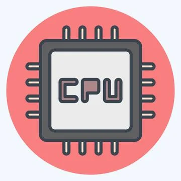 Icon CPU. suitable for Computer Components symbol. color mate style. simple d Illustrazione stock