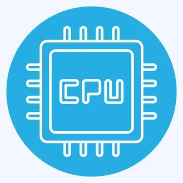 Icon CPU. suitable for Computer Components symbol. blue eyes style. simple de Illustrazione stock