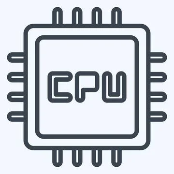 Icon CPU. suitable for Computer Components symbol. line style. simple design  Illustrazione stock