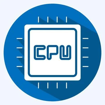 Icon CPU. suitable for Computer Components symbol. long shadow style. simple  Illustrazione stock