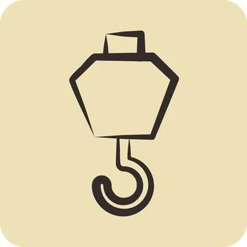 Icon Crane Hook. suitable for building symbol. hand drawn style. simple des.. Ilustración de archivo