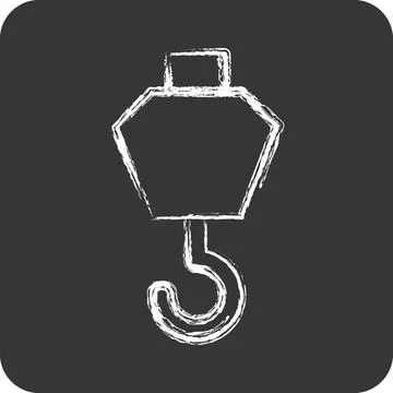 Icon Crane Hook. suitable for building symbol. chalk Style. simple design e.. Ilustración de archivo