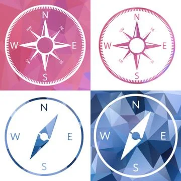 Icon in crystal style, compass Stock Illustration