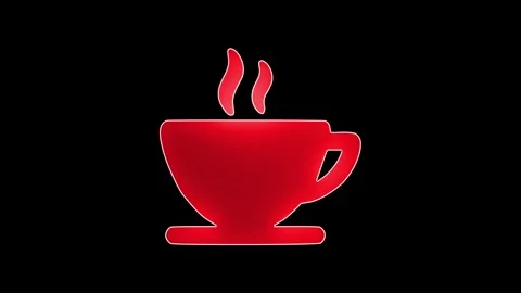 Icon of a cup of hot drink with a glowing neon effect Stock Footage 299568924