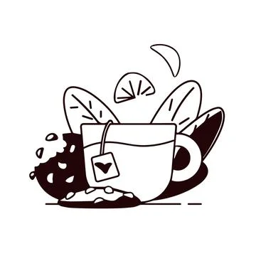 Icon of a cup of tea with cookies Stock Illustration