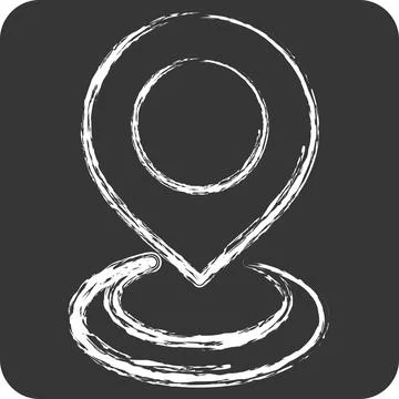 Icon Current Location 2. related to Location symbol. chalk Style. design ed.. Stock Illustration