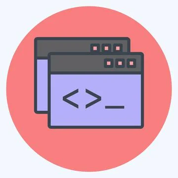 Icon Custom Coding. suitable for Programming symbol. color mate style. simple 스톡 일러스트