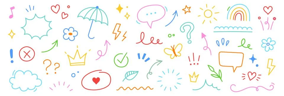 Icon cute background hand pattern drawn line flower kid element crayon. Star Stock Illustration