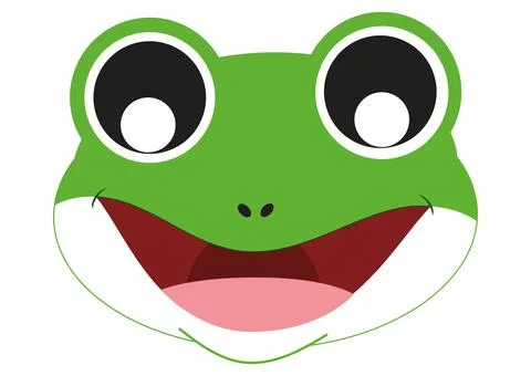 Icon of Cute Frog Face. Animals. Vector Frog Face Stock Illustration
