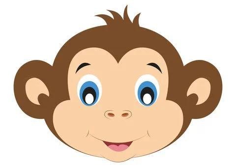 Icon of Cute Monkey Face. Animals. Vector of Cute Monkey Face Stock Illustration