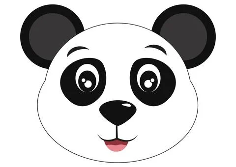 Icon of Cute Panda Face. Animals. Vector Panda Bear Face Stock Illustration