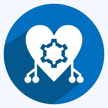 Icon Cybernetics. suitable for data analytics symbol. long shadow style. simp 스톡 일러스트