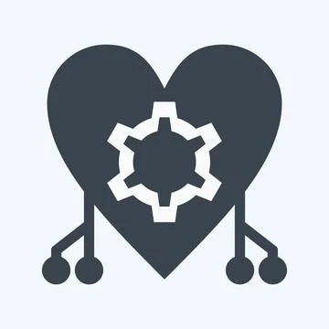 Icon Cybernetics. suitable for data analytics symbol. glyph style. simple des 스톡 일러스트