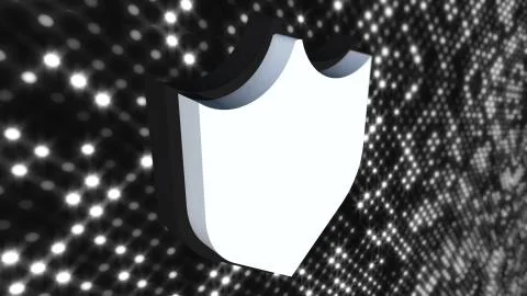 Icon cybersecurity shield on digital background, computer generated. 3d イラスト素材